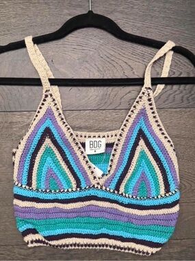 BDG Multicolored Crochet Crop Tank